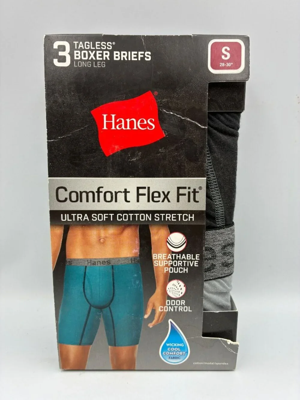 Hanes Comfort Flex Fit Mens Tagless Boxer Briefs 3-Pack Small Ultra Soft Stretch